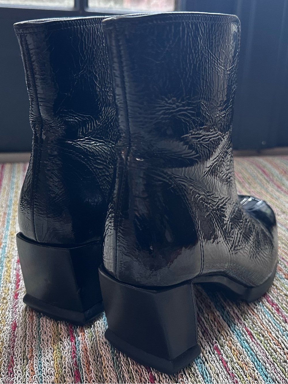 Fluevog EXCELLENT Together Hi Niki black patent leather frontzip heeled boot-7.5 - Picture 4 of 16